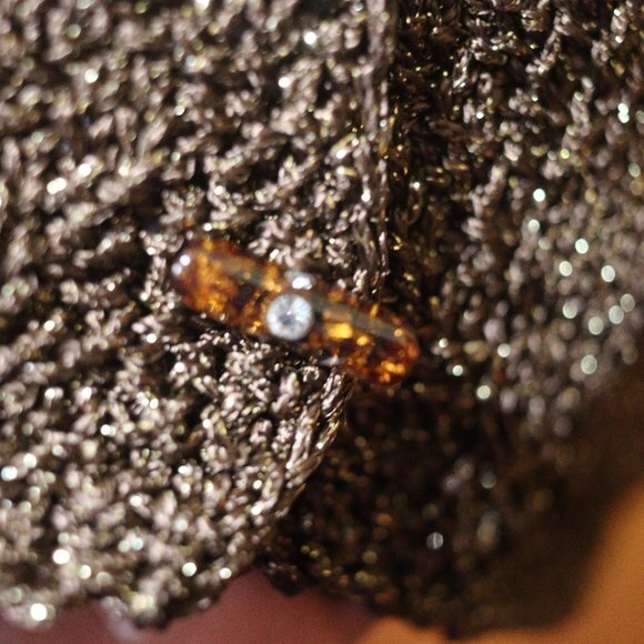 Marilena Brown Gold Sparkly Chunky Toggle Knit Cardigan Sweater Medium - Picture 8 of 11